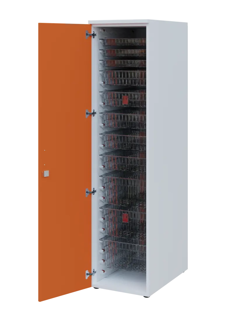 EUROMEDICA D - 46 TRANSPARENT skříň léková boxová, 1-dveřová, levá, 1950x460x735, korpus bílý, dvířk